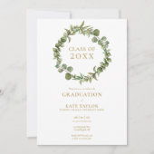 Elegante Greenery Garland Foto Graduation Party Einladung (Vorderseite)