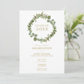 Elegante Greenery Garland Foto Graduation Party Einladung (Stehend Vorderseite)