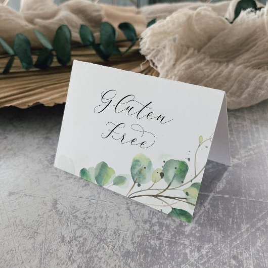 Elegante Greenery Gluten Free Buffet Food Labels Tischnummer