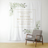 Elegante Greenery Gold Abschluss Foto Hintergrund Wandteppich (Beispiel)