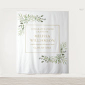 Elegante Greenery Gold Abschluss Foto Hintergrund Wandteppich (Vorderseite)