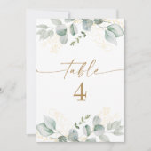 Elegante Greenery & Gold Wedding Tischnummer Cards (Vorderseite)