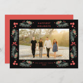 Elegante Greenery Holiday Frame Karte (Vorne/Hinten)