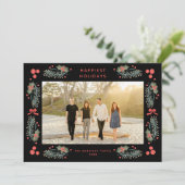 Elegante Greenery Holiday Frame Karte (Stehend Vorderseite)