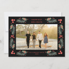 Elegante Greenery Holiday Frame Karte