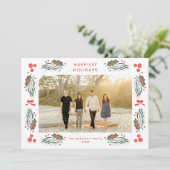 Elegante Greenery Holiday Frame Karte (Stehend Vorderseite)