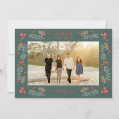 Elegante Greenery Holiday Frame Karte (Vorderseite)