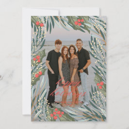 Elegante Greenery Holiday Frame Karte