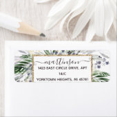 Elegante Greenery Script Gold Frame Rücksendeadres (Insitu)