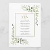 Elegante Greenery Tischnummer 10 Seating Chart (Rückseite)