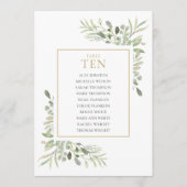 Elegante Greenery Tischnummer 10 Seating Chart (Vorderseite)