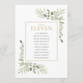 Elegante Greenery Tischnummer 11 Seating Chart (Vorderseite)