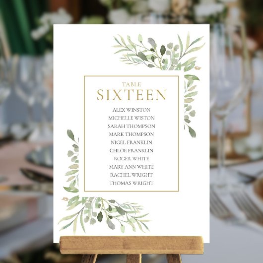 Elegante Greenery Tischnummer 16 Seating Chart