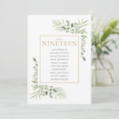 Elegante Greenery Tischnummer 19 Seating Chart (Stehend Vorderseite)