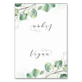 Elegante Greenery Vegan Buffet Food Labels Tischnummer (Vorderseite)