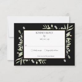 Elegante Greenery Watercolor Blätter RSVP Card