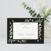 Elegante Greenery Watercolor Blätter RSVP Card (Stehend Vorderseite)