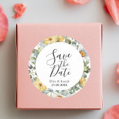 Elegante Greenery Wildblume Hochzeit speichern das Runder Aufkleber