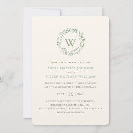 Elegante Greenery Wreath Watercolor Wedding Einladung