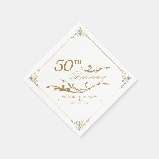 Elegante Grenze Goldenes Jahr Serviette (Ecke)