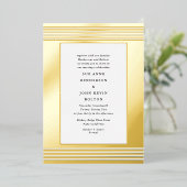 Elegante Grenze | Yellow Real Gold Frame Wedding Folieneinladung (Stehend vorne)