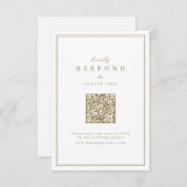 Elegante Grenzen Gold Klasse QR Code Hochzeit RSVP Karte (Vorne/Hinten)