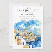 Elegante Griechenland-Hochzeit in Urlaubsort Save  Einladung (Vorderseite)