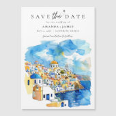 Elegante Griechenland-Hochzeit in Urlaubsort Save Magneteinladung (Vorderseite)