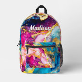 Elegante, griechisch-türkisfarbene Marmorkunst Bedruckter Rucksack (Vorderseite)