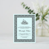 Elegante Griechische Border Aqiqah Card Einladung (Stehend Vorderseite)