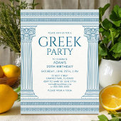 Elegante griechische Geburtstagsparty mit blauen S Postkarte