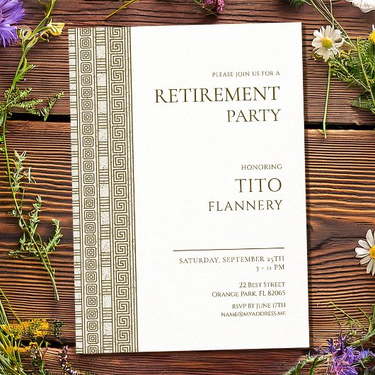 Elegante griechische Pensionierungsfeier Einladung