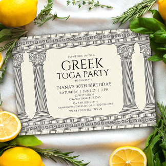 Elegante griechische Toga Geburtstagsparty mit Tem Einladung