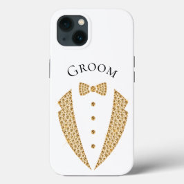 Elegante Groom Tuxedo Gold Typografy Wedding Case-Mate iPhone Hülle
