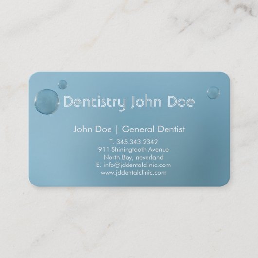 Elegante große blaue Blase Logo Zahnarztkarte Visitenkarte (Vorderseite)