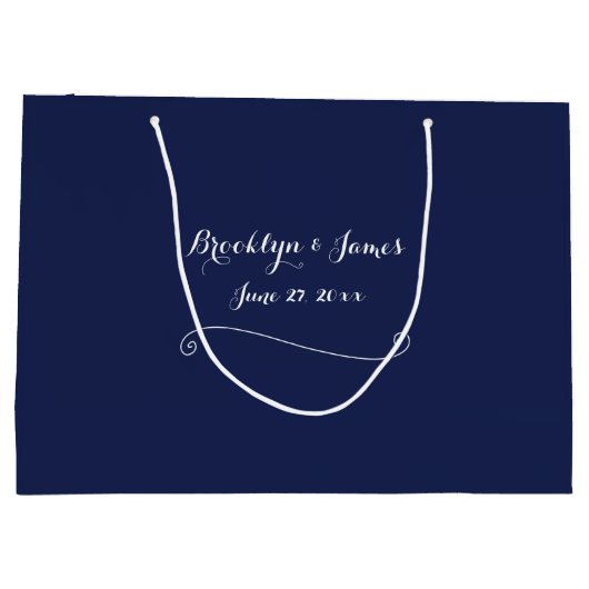 Elegante große blaue Hochzeitsgeschenktasche Große Geschenktüte (Rückseite)