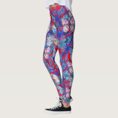 Elegante große bunte Schmetterlinge Blume auf Rot Leggings (Links)