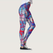 Elegante große bunte Schmetterlinge Blume auf Rot Leggings (Rechts)