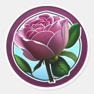 Elegante große rosa Rosen-Blumenkunst Runder Aufkleber