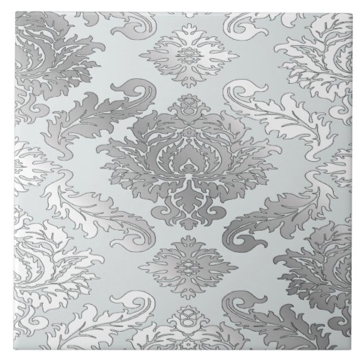 Elegante große Türkisblaue Damastfliese Fliese (Vorderseite)