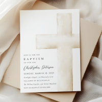 Elegante große weiße Kreuz-Tauf-Einladung