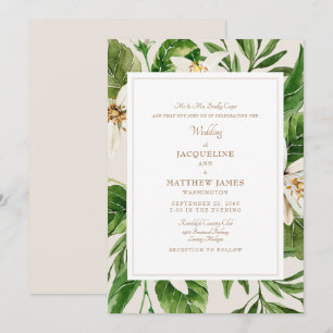 Elegante Grün Brauteltern Creme & Gold   Einladung