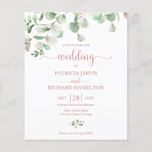 Elegante Grün Budget-Hochzeitseinladung