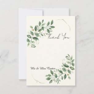 Elegante Grün-Eukalyptus-Hochzeits-Dankeskarten Dankeskarte