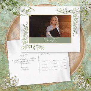 Elegante Grün-Foto-Abschluss-Dankeschön  Postkarte