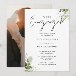 Elegante Grün-Foto-Engagement-Partei Einladung