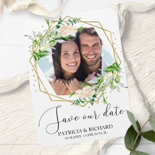Elegante Grün-Foto-Hochzeit-Save-the-Date-Karte Magnet