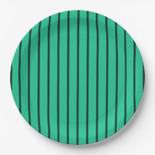 Elegante, grün gestreifte Retro Vintag Moderne Pappteller