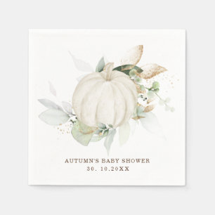 Elegante Grün-Gold-Kürbis-Herbst-Baby-Party Serviette