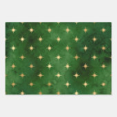 Elegante grün-goldene Weihnachtsmuster Geschenkpapier Set (Vorderseite 3)